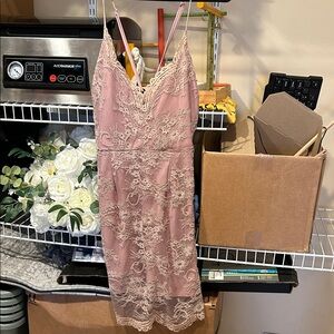 Elegant Pink Lace mini Dress Tobi M
